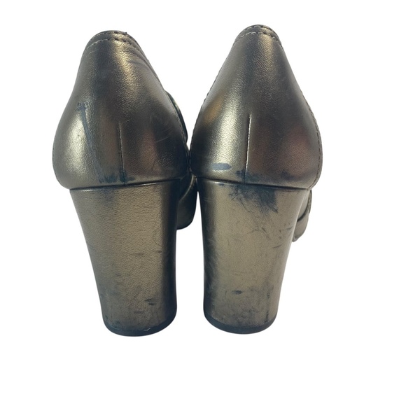 JOHNSTON & MURPHY Charlotte Heeled Loafer Bronze Leather metallic Size 8 - Picture 5 of 8